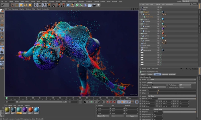 Immagine del software utilizzato nella graphichs animation e nella produzione video, cinema 4 dimension.